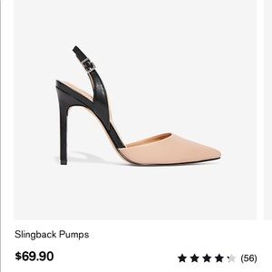 Express Nude And Black Slingback Pumps